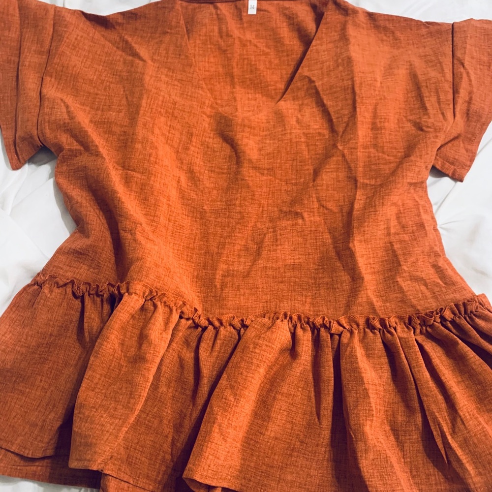 New tan/brown peplum blouse